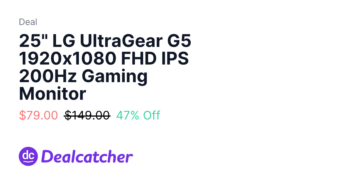 Walmart - 25" LG UltraGear G5 1920x1080 FHD IPS 200Hz Gaming Monitor $79.00