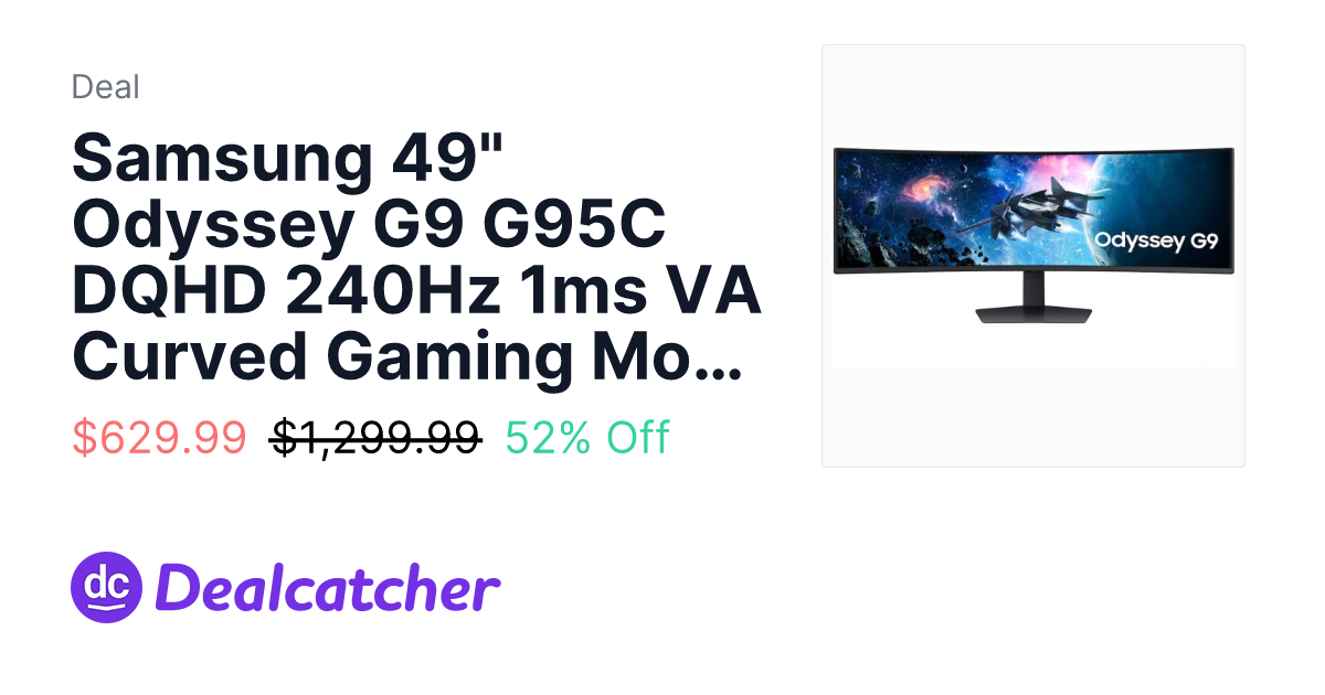 Samsung - Samsung 49" Odyssey G9 G95C DQHD 240Hz 1ms VA Curved Gaming Monitor (EPP/EDU Deal) $629.99
