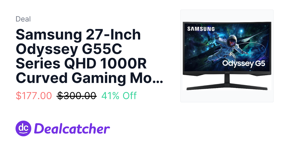 Amazon - Samsung 27-Inch Odyssey G55C Series QHD 1000R Curved Gaming Monitor $177.00