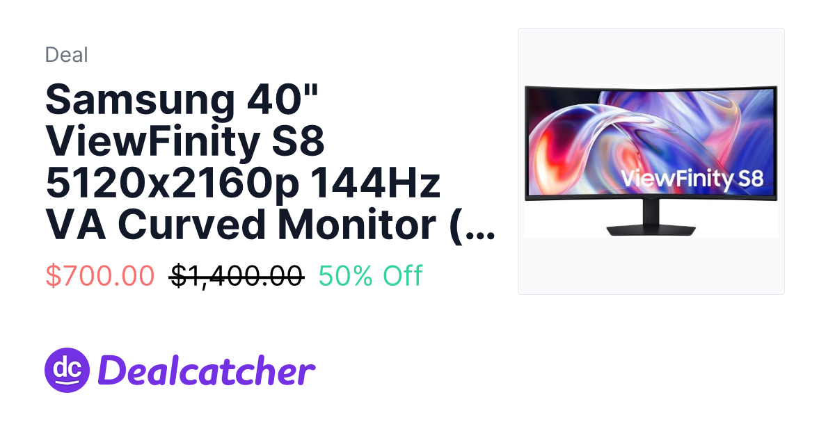 Samsung - Samsung 40" ViewFinity S8 5120x2160p 144Hz VA Curved Monitor (EPP/EDU Deal) $700.00