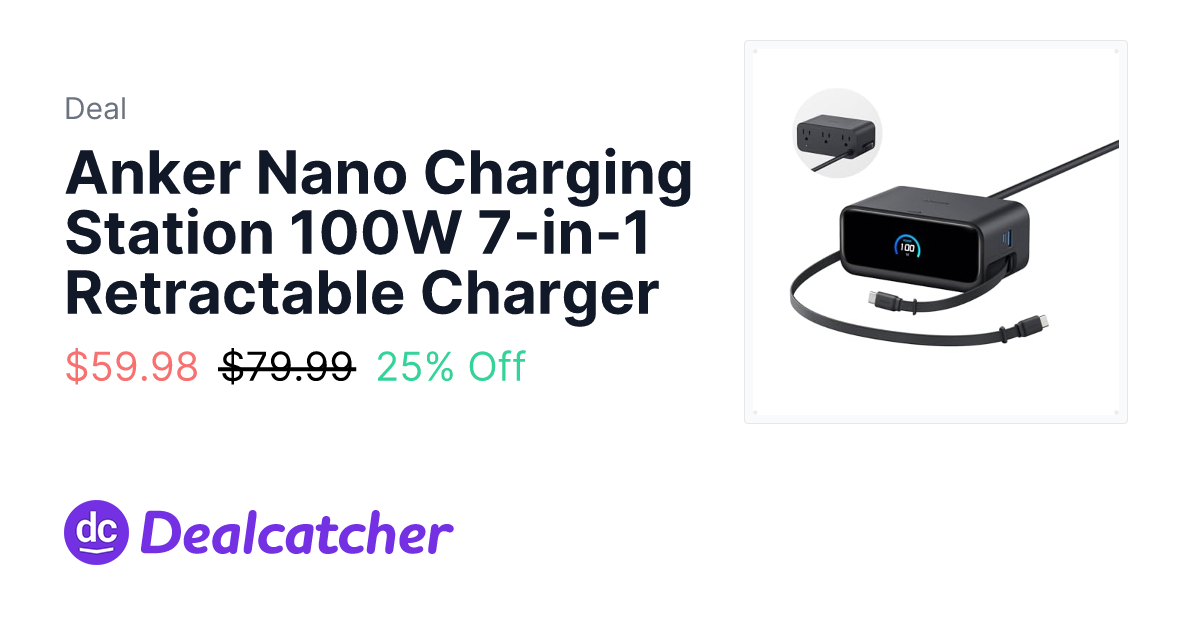 Amazon - Anker Nano Charging Station 100W 7-in-1 Retractable Charger $59.98