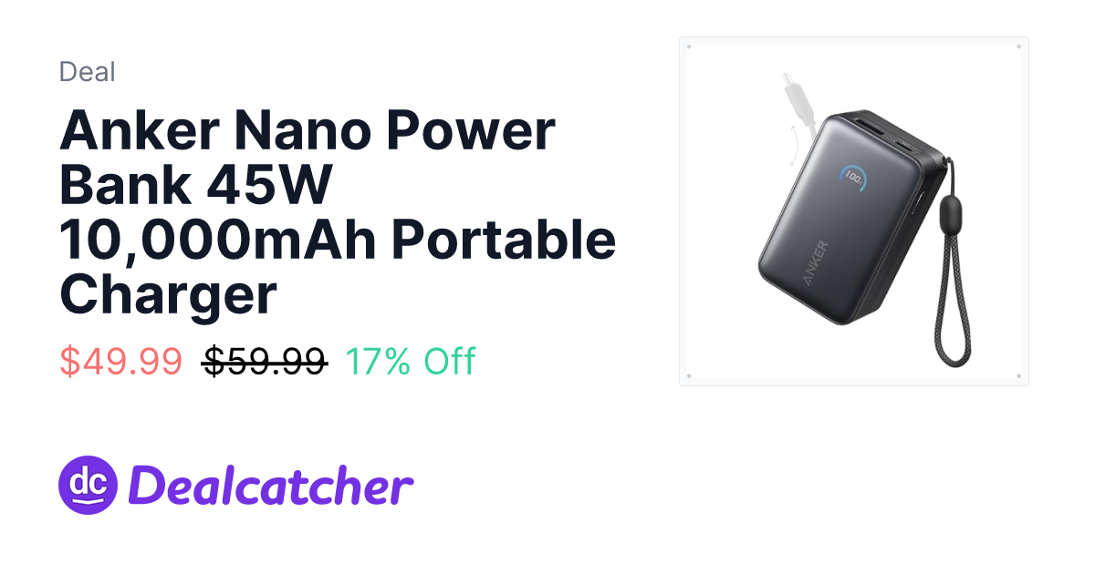 Amazon - Anker Nano Power Bank 45W 10,000mAh Portable Charger $49.99