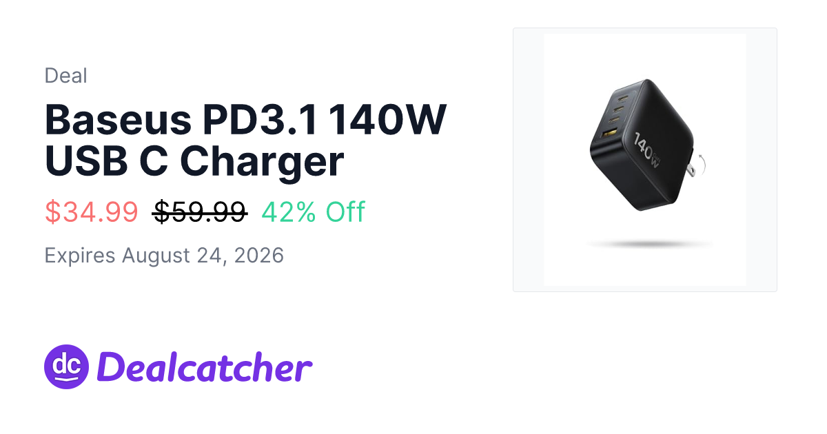 Amazon - Baseus PD3.1 140W USB C Charger $34.99
