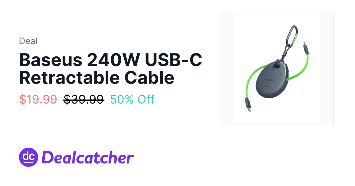 Amazon - Baseus 240W USB-C Retractable Cable $19.99