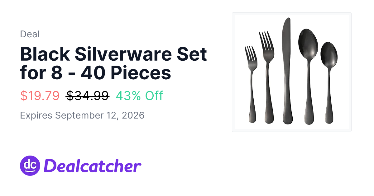 Amazon - Black Silverware Set for 8 - 40 Pieces $19.79