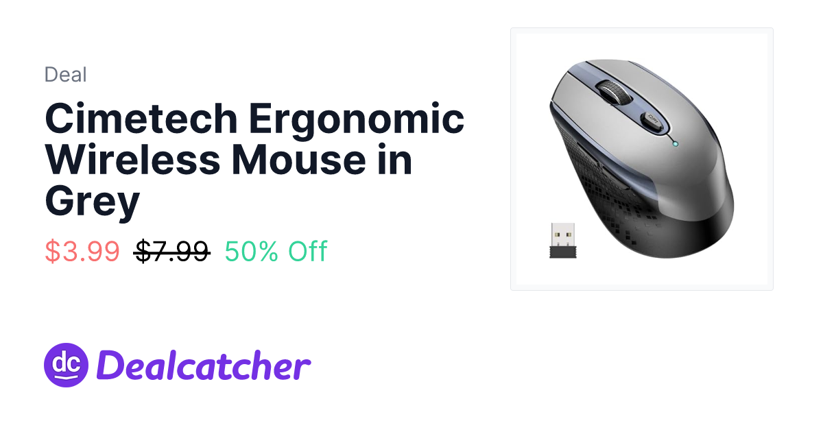 Amazon - Cimetech Ergonomic Wireless Mouse in Grey $3.99