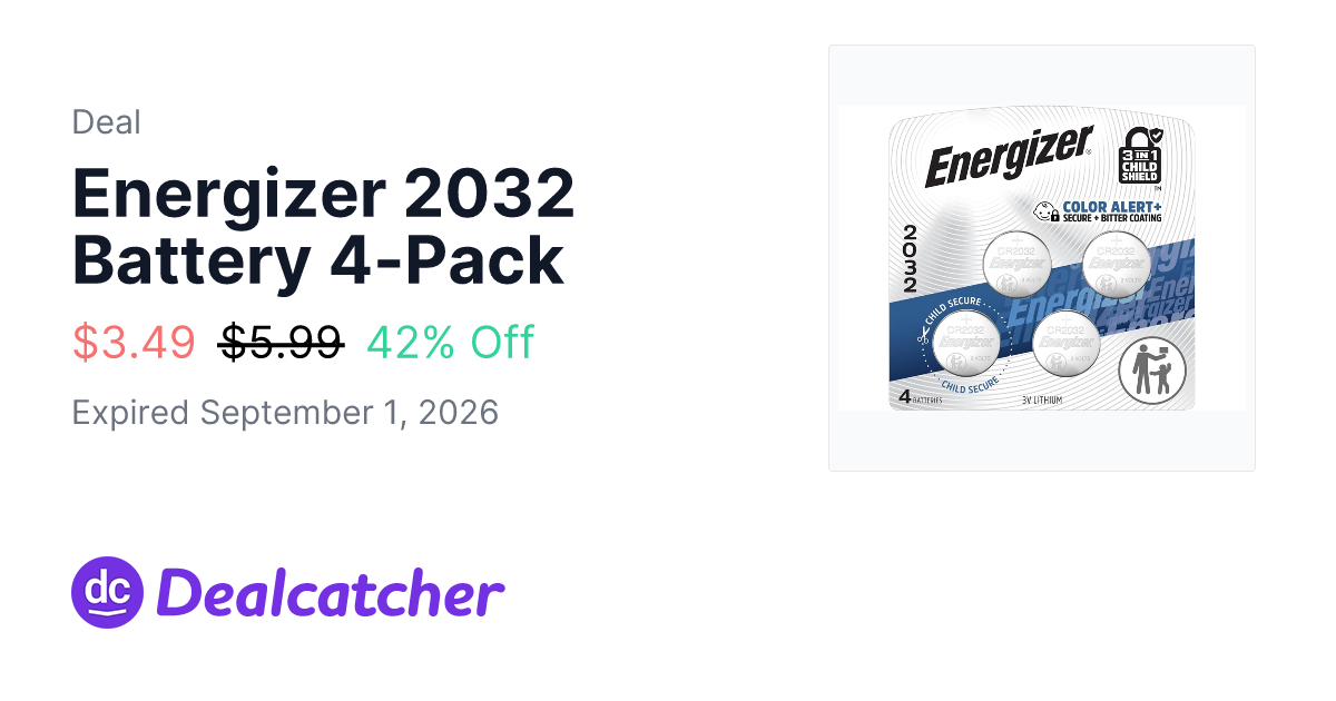Woot - Energizer 2032 Battery 4-Pack $3.49