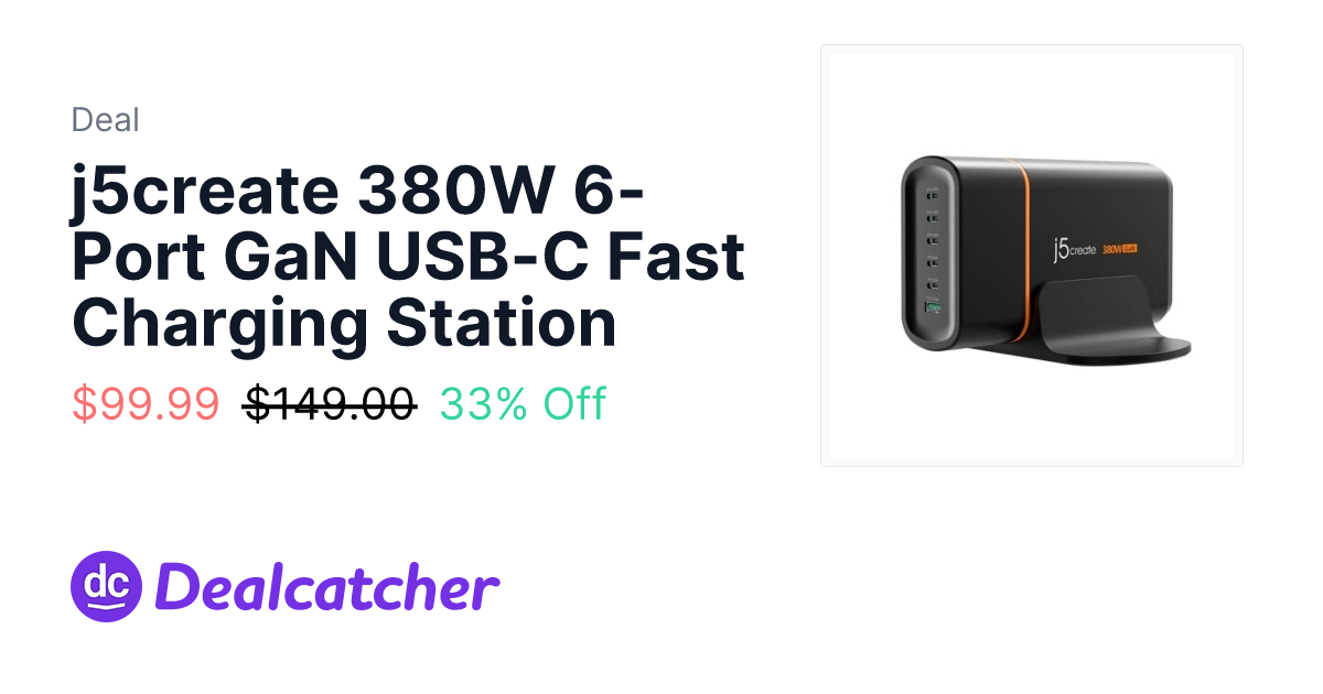 Target - j5create 380W 6-Port GaN USB-C Fast Charging Station $99.99