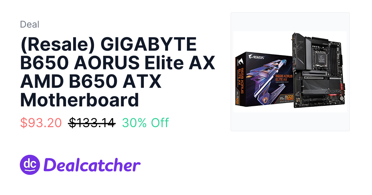 Amazon - (Resale) GIGABYTE B650 AORUS Elite AX AMD B650 ATX Motherboard $93.20
