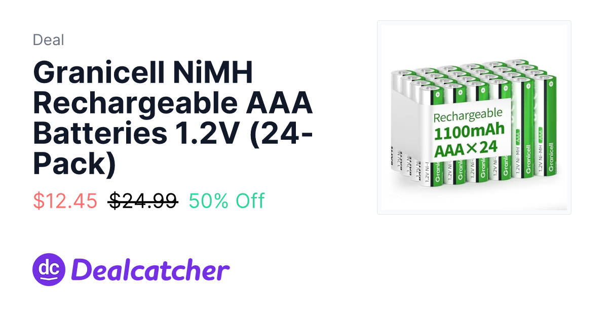 Amazon - Granicell NiMH Rechargeable AAA Batteries 1.2V (24-Pack) $12.45