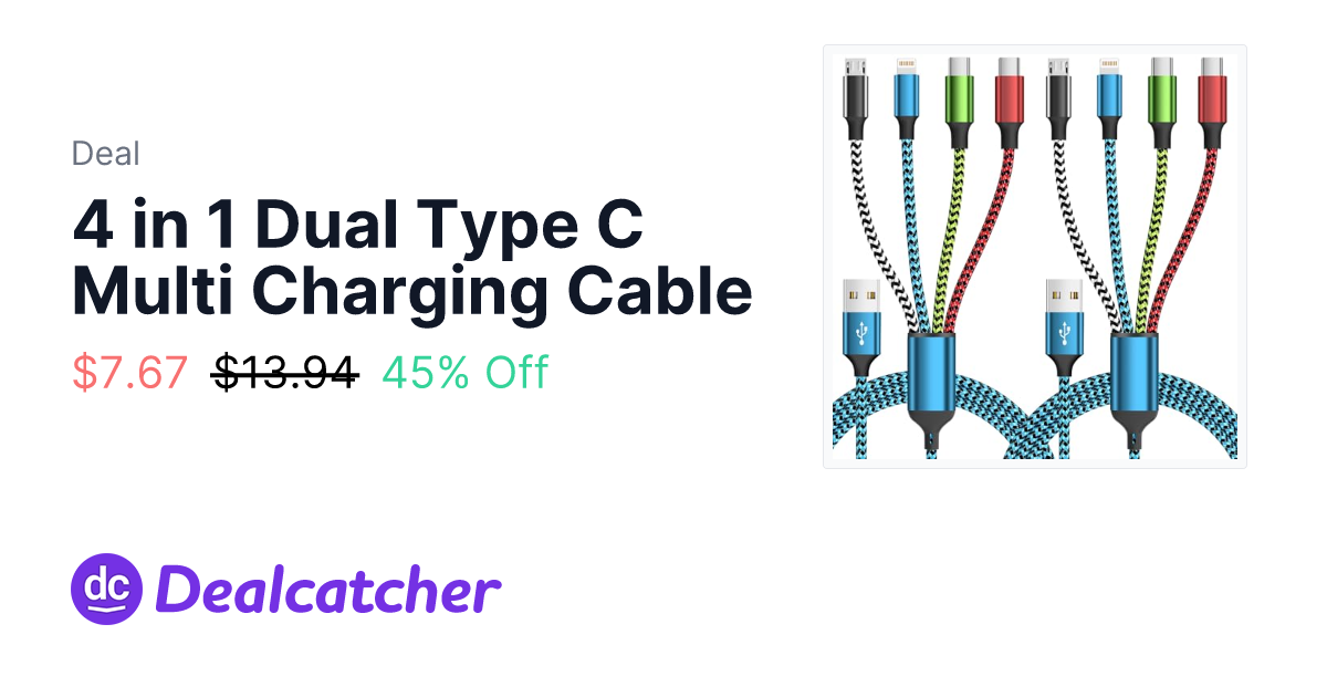 Amazon - 4 in 1 Dual Type C Multi Charging Cable $7.67