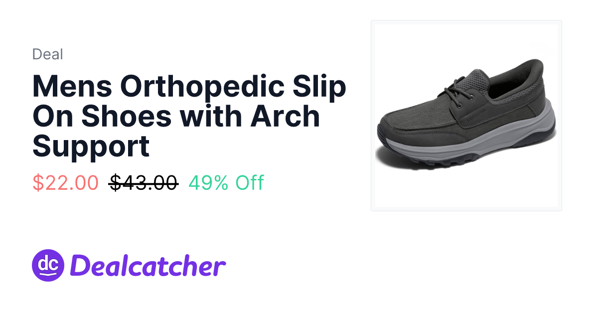 Amazon - Mens Orthopedic Slip On Shoes with Arch Support $22.00