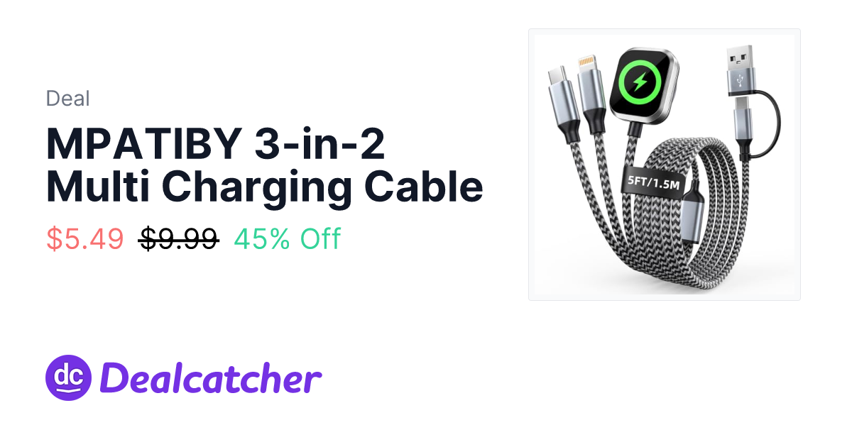 Amazon - MPATIBY 3-in-2 Multi Charging Cable $5.49
