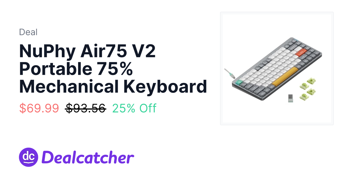 Amazon - NuPhy Air75 V2 Portable 75% Mechanical Keyboard $69.99