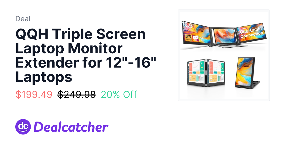 Amazon - QQH Triple Screen Laptop Monitor Extender for 12"-16" Laptops $199.49