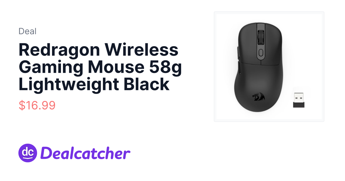 Amazon - Redragon Wireless Gaming Mouse 58g Lightweight Black $16.99