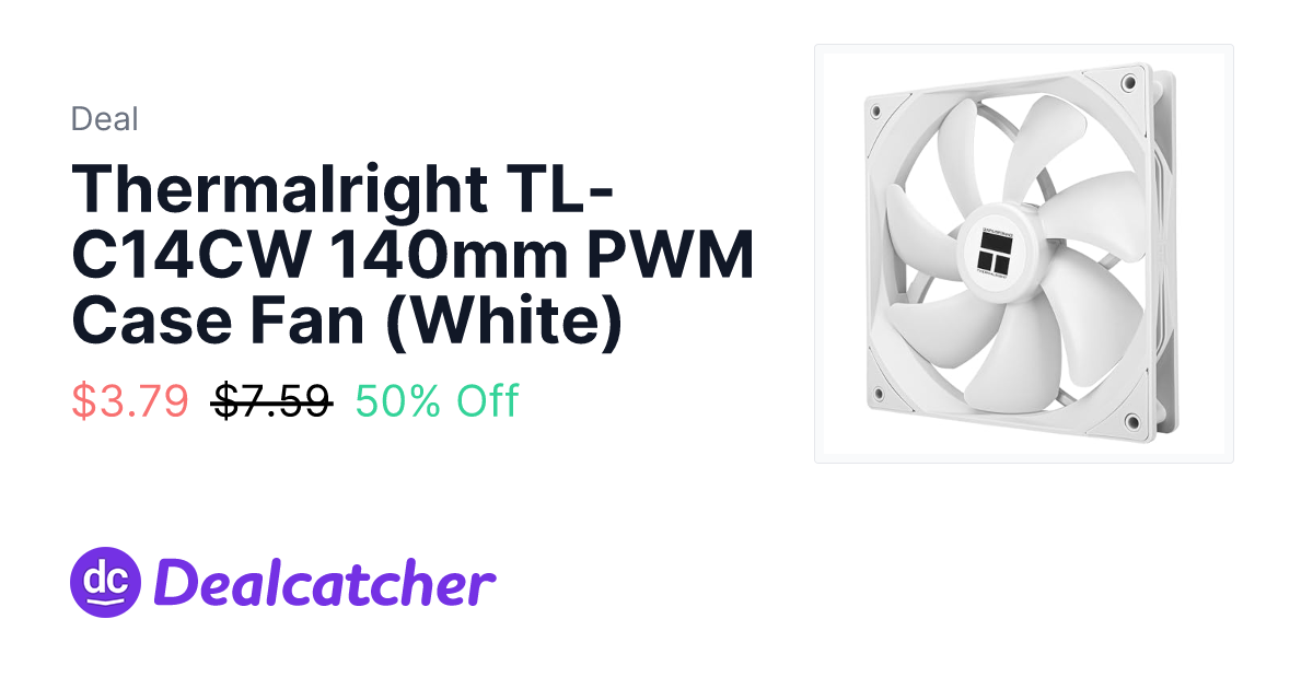 Amazon - Thermalright TL-C14CW 140mm PWM Case Fan (White) $3.79