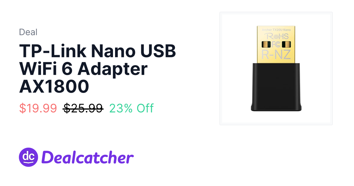 Amazon - TP-Link Nano USB WiFi 6 Adapter AX1800 $19.99