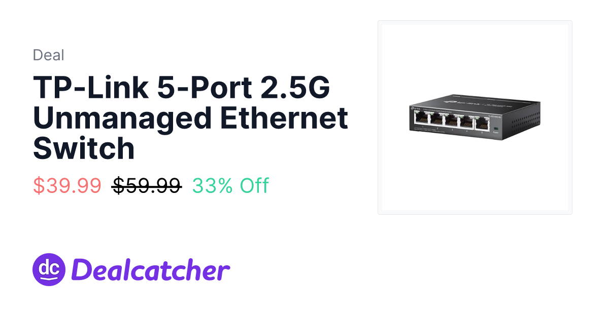 Amazon - TP-Link 5-Port 2.5G Unmanaged Ethernet Switch $39.99