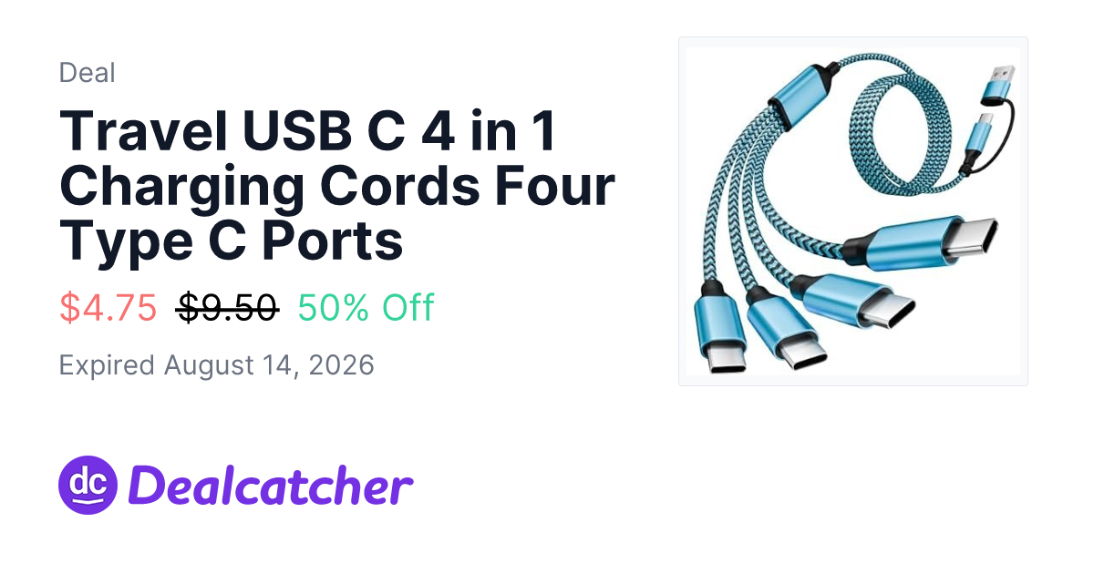 Amazon - Travel USB C 4 in 1 Charging Cords Four Type C Ports $4.75