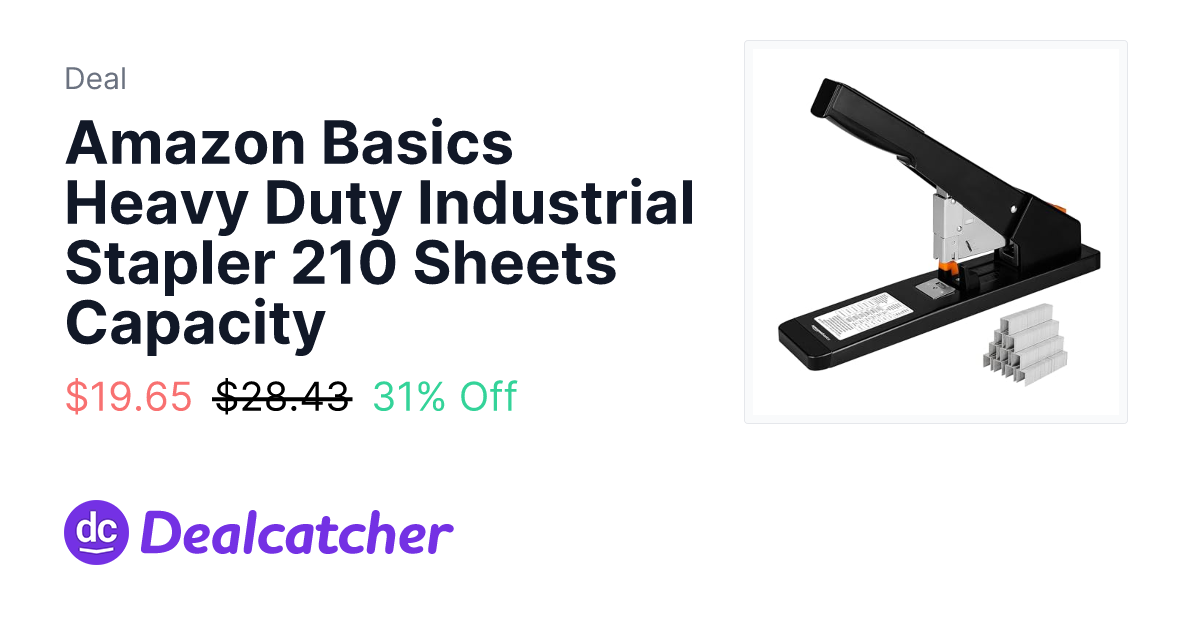 Amazon - Amazon Basics Heavy Duty Industrial Stapler 210 Sheets Capacity $19.65