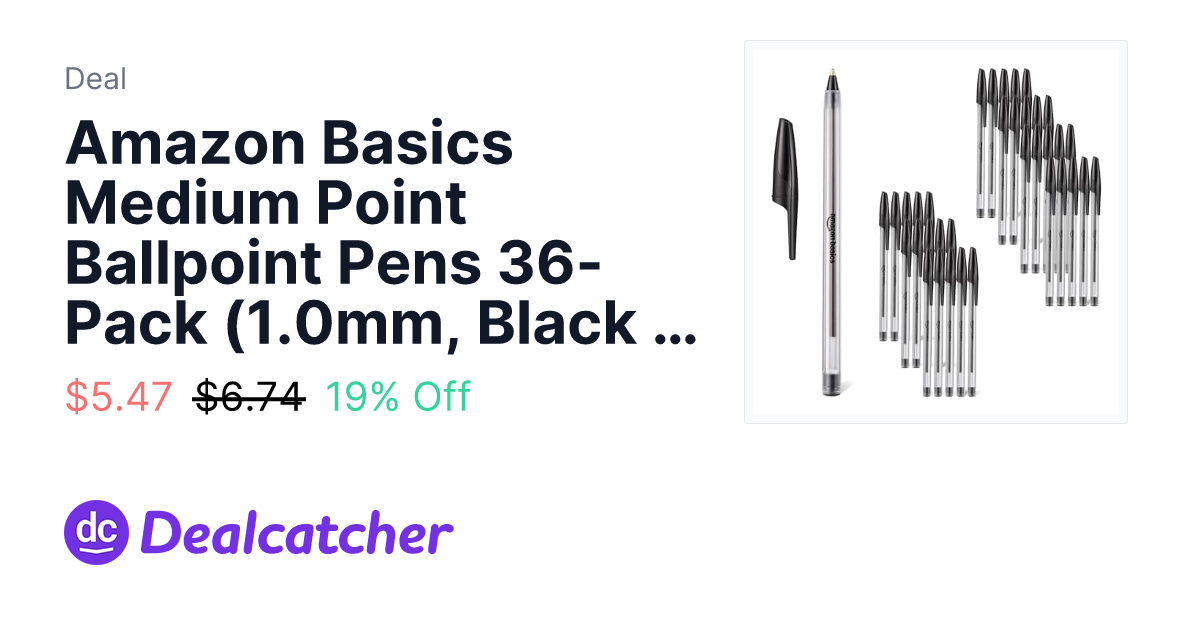Amazon - Amazon Basics Medium Point Ballpoint Pens 36-Pack (1.0mm, Black Ink) $5.47