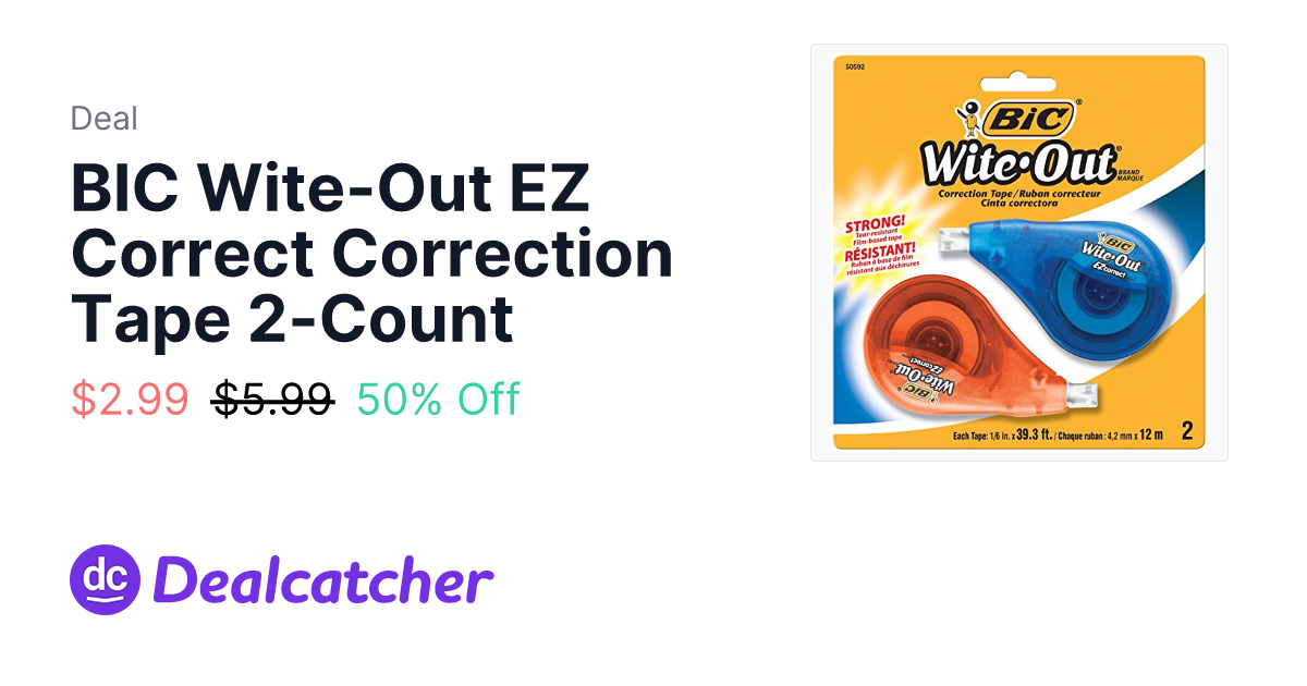 Amazon - BIC Wite-Out EZ Correct Correction Tape 2-Count $2.99