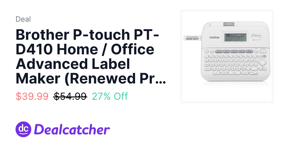 Amazon - Brother P-touch PT-D410 Home / Office Advanced Label Maker (Renewed Premium) $39.99