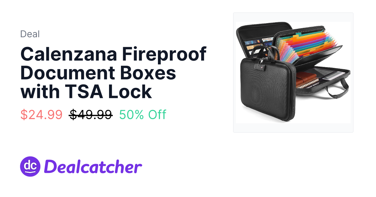 Amazon - Calenzana Fireproof Document Boxes with TSA Lock $24.99