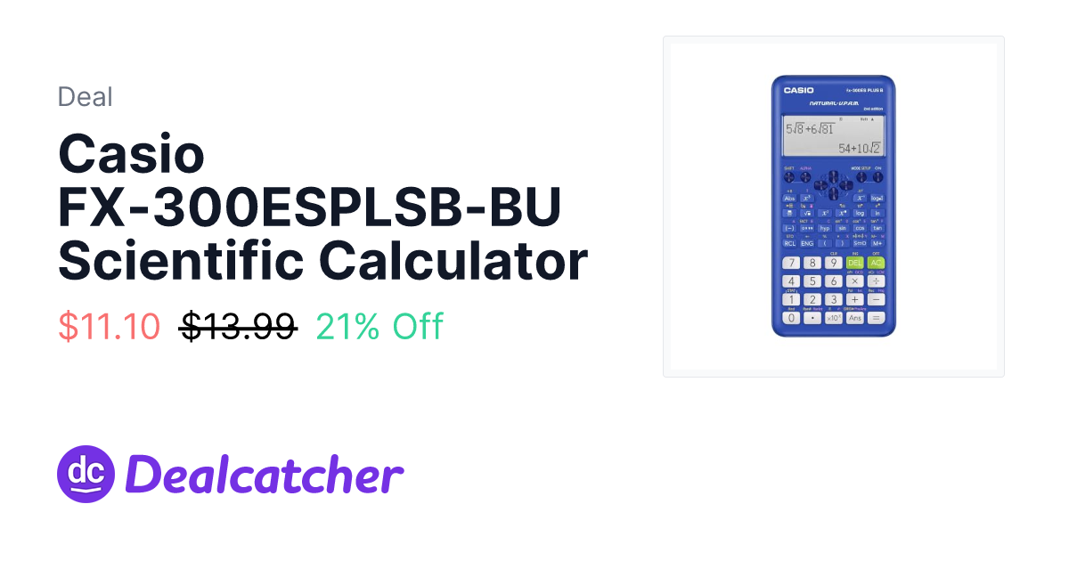 Amazon - Casio FX-300ESPLSB-BU Scientific Calculator $11.10