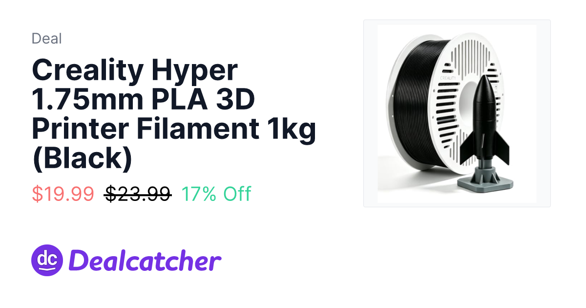 Amazon - Creality Hyper 1.75mm PLA 3D Printer Filament 1kg (Black) $19.99