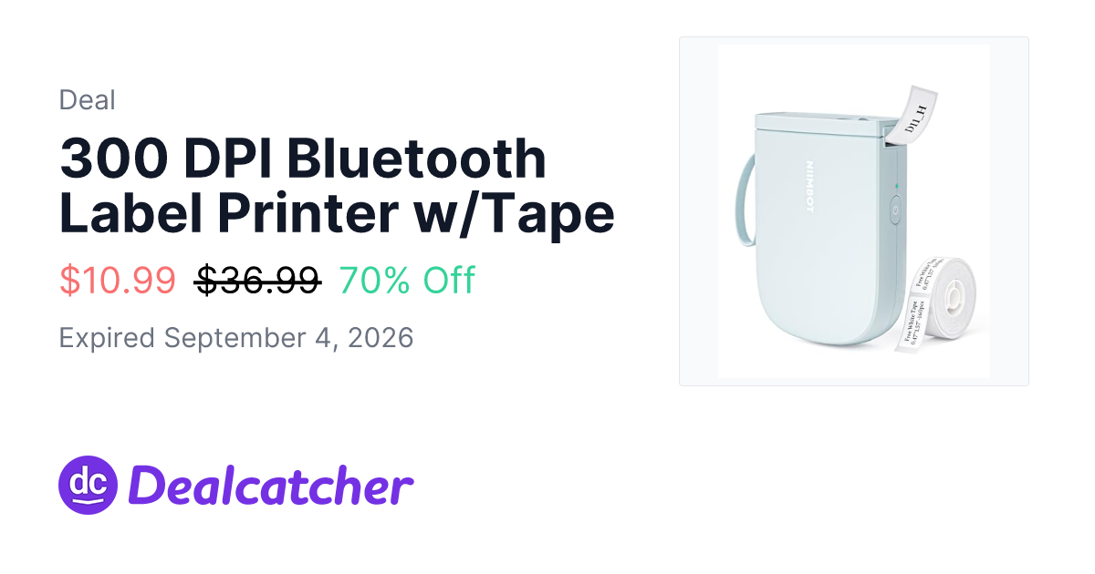 Amazon - 300 DPI Bluetooth Label Printer w/Tape $10.99