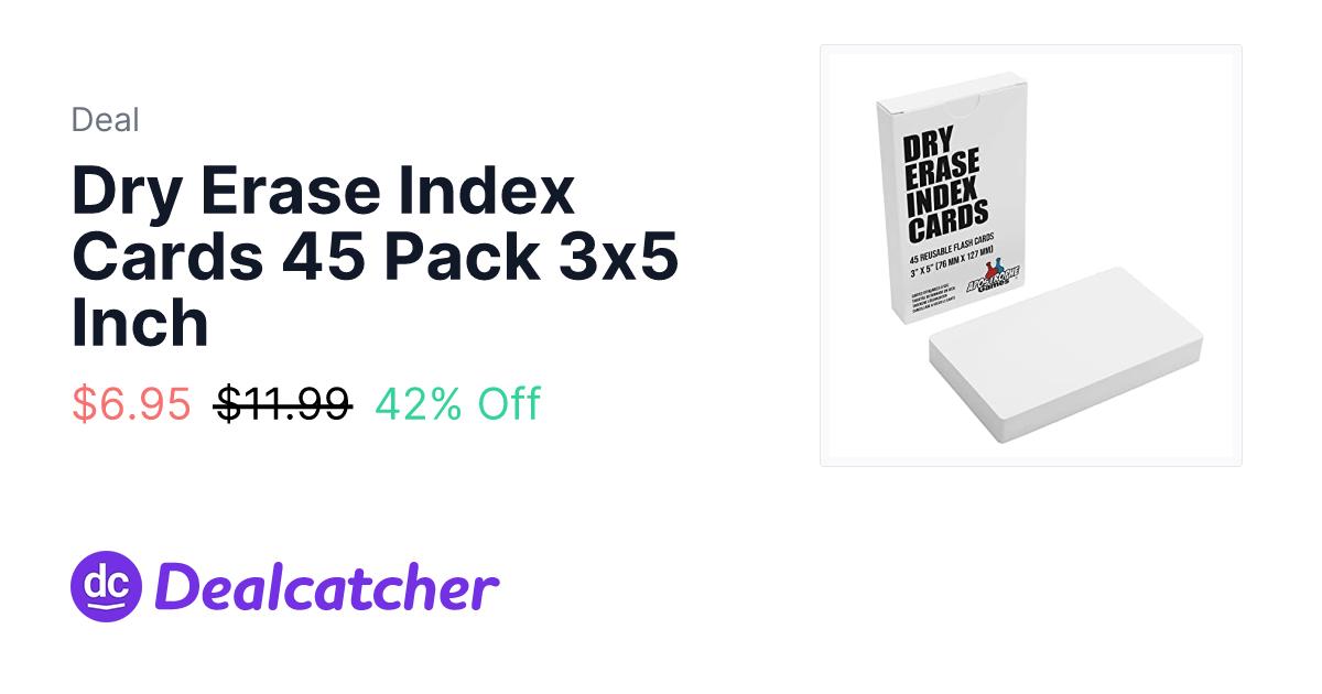 Amazon - Dry Erase Index Cards 45 Pack 3x5 Inch $6.95
