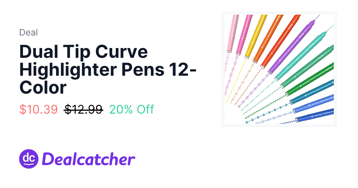 Amazon - Dual Tip Curve Highlighter Pens 12-Color $10.39