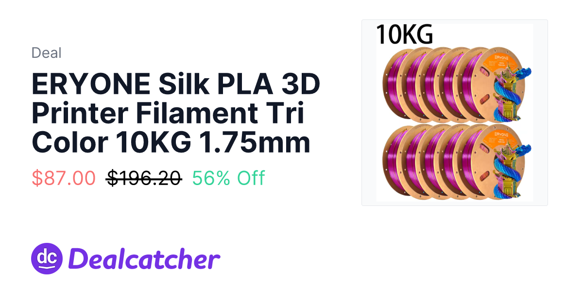 AliExpress - ERYONE Silk PLA 3D Printer Filament Tri Color 10KG 1.75mm $87.00