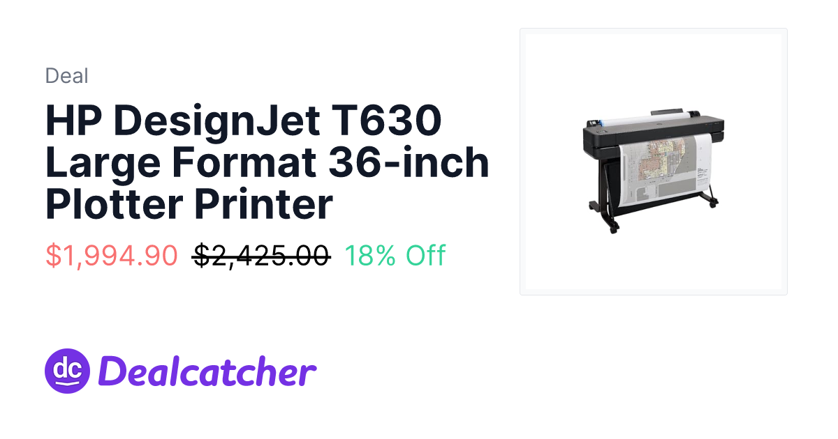 Amazon - HP DesignJet T630 Large Format 36-inch Plotter Printer $1,994.90