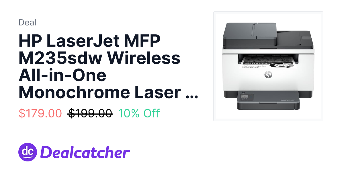Amazon - HP LaserJet MFP M235sdw Wireless All-in-One Monochrome Laser Printer $179.00