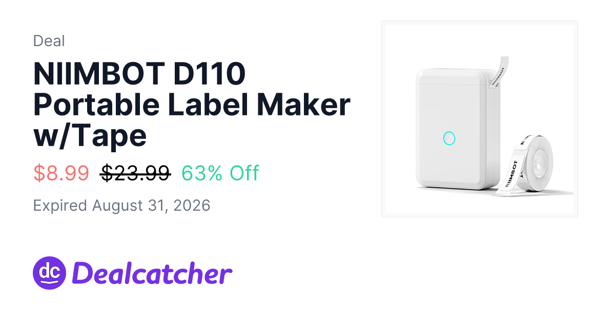 Amazon - NIIMBOT D110 Portable Label Maker w/Tape $8.99