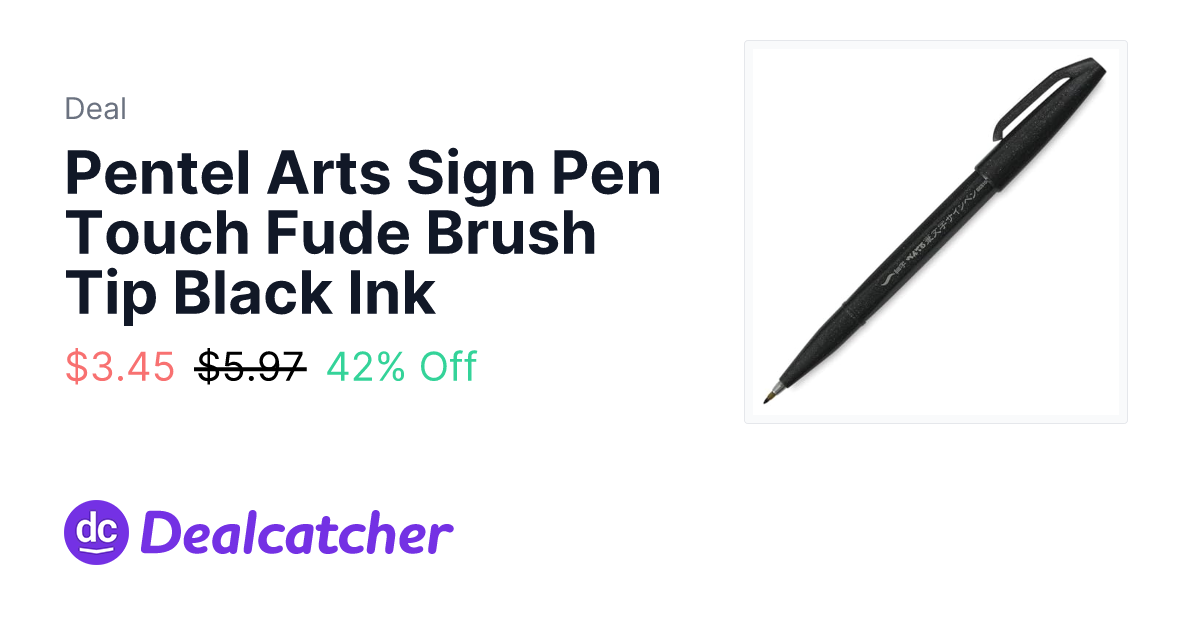 Amazon - Pentel Arts Sign Pen Touch Fude Brush Tip Black Ink $3.45