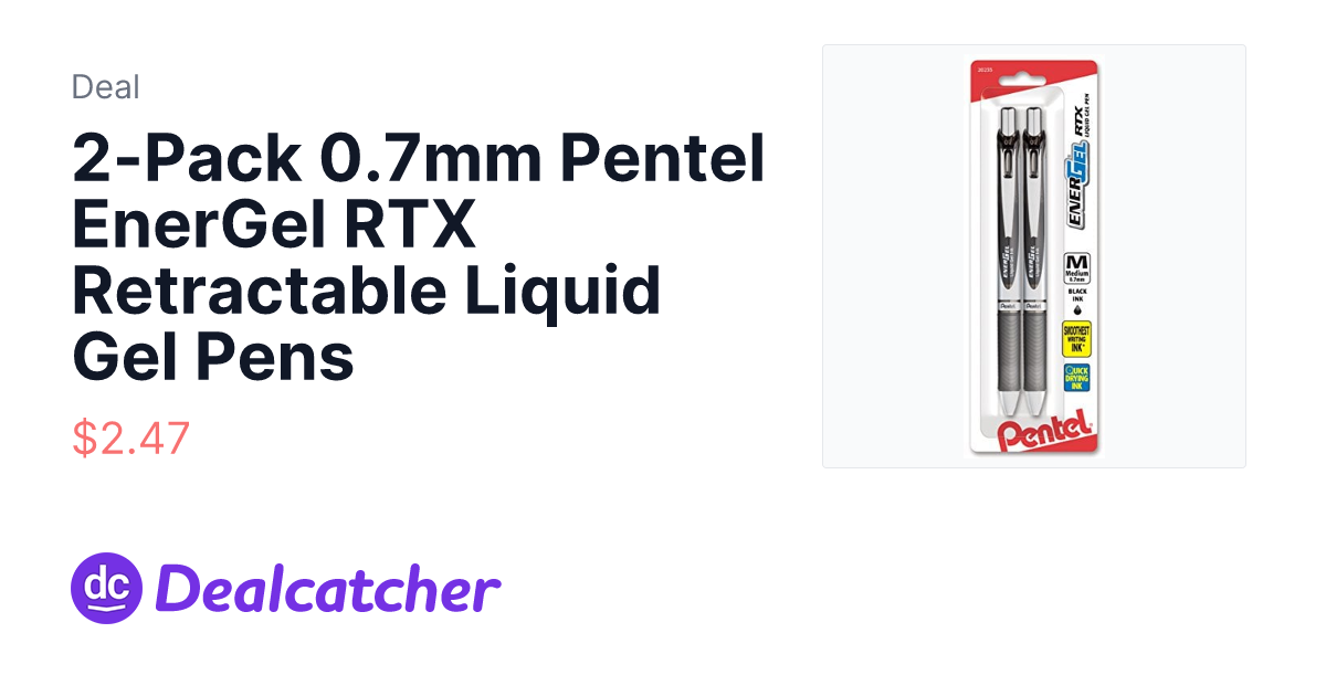 Amazon - 2-Pack 0.7mm Pentel EnerGel RTX Retractable Liquid Gel Pens $2.47