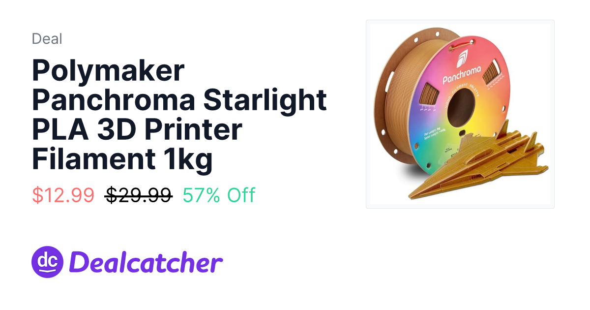 Amazon - Polymaker Panchroma Starlight PLA 3D Printer Filament 1kg $12.99
