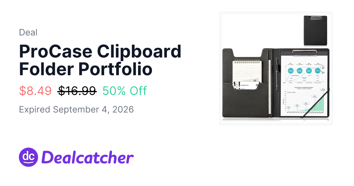 Amazon - ProCase Clipboard Folder Portfolio $8.49