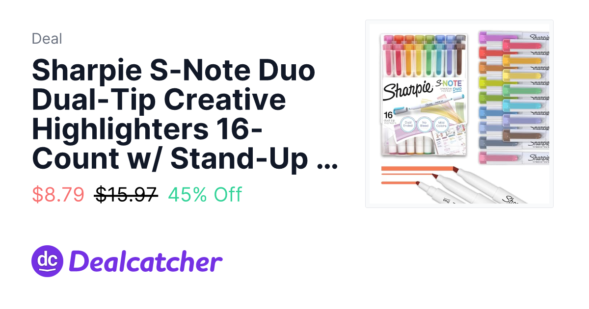 Amazon - Sharpie S-Note Duo Dual-Tip Creative Highlighters 16-Count w/ Stand-Up Easel (Assorted Mild Colors) $8.79