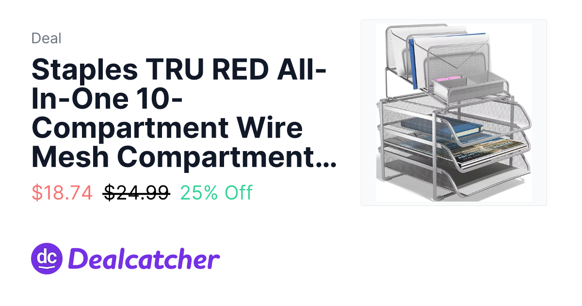 Staples - Staples TRU RED All-In-One 10-Compartment Wire Mesh Compartment Storage $18.74