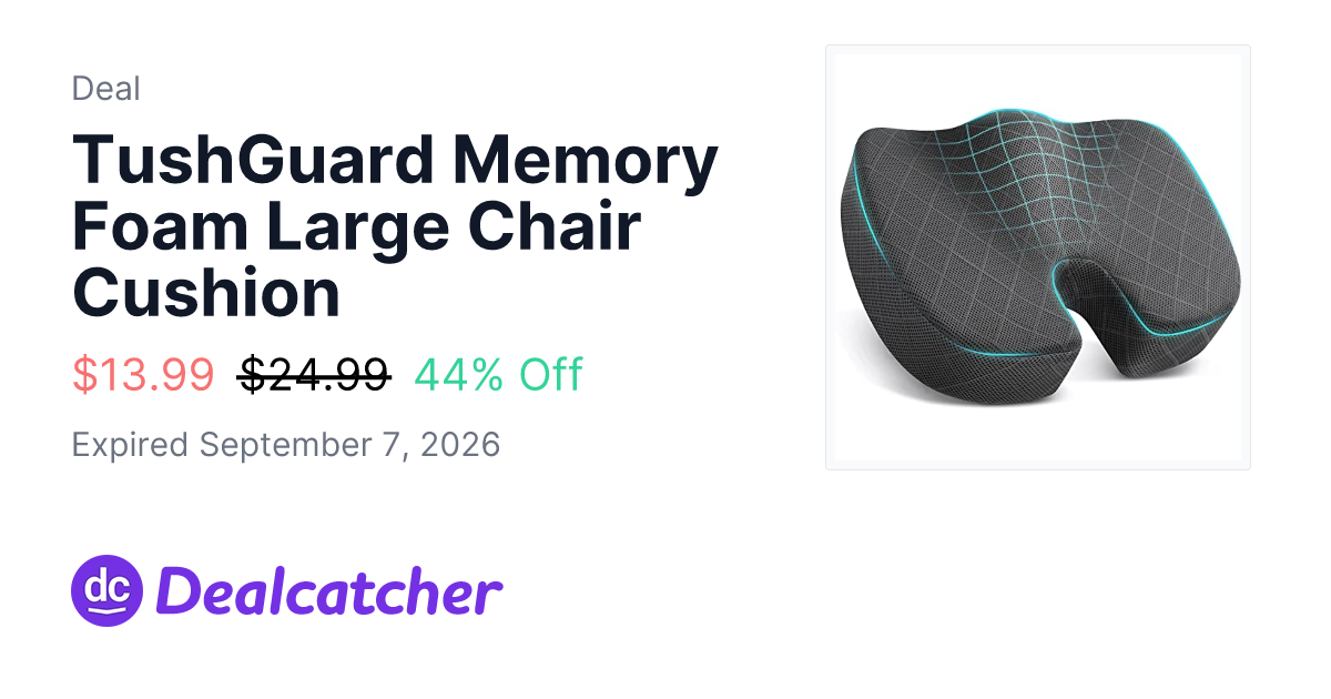 Amazon - TushGuard Memory Foam Large Chair Cushion $13.99