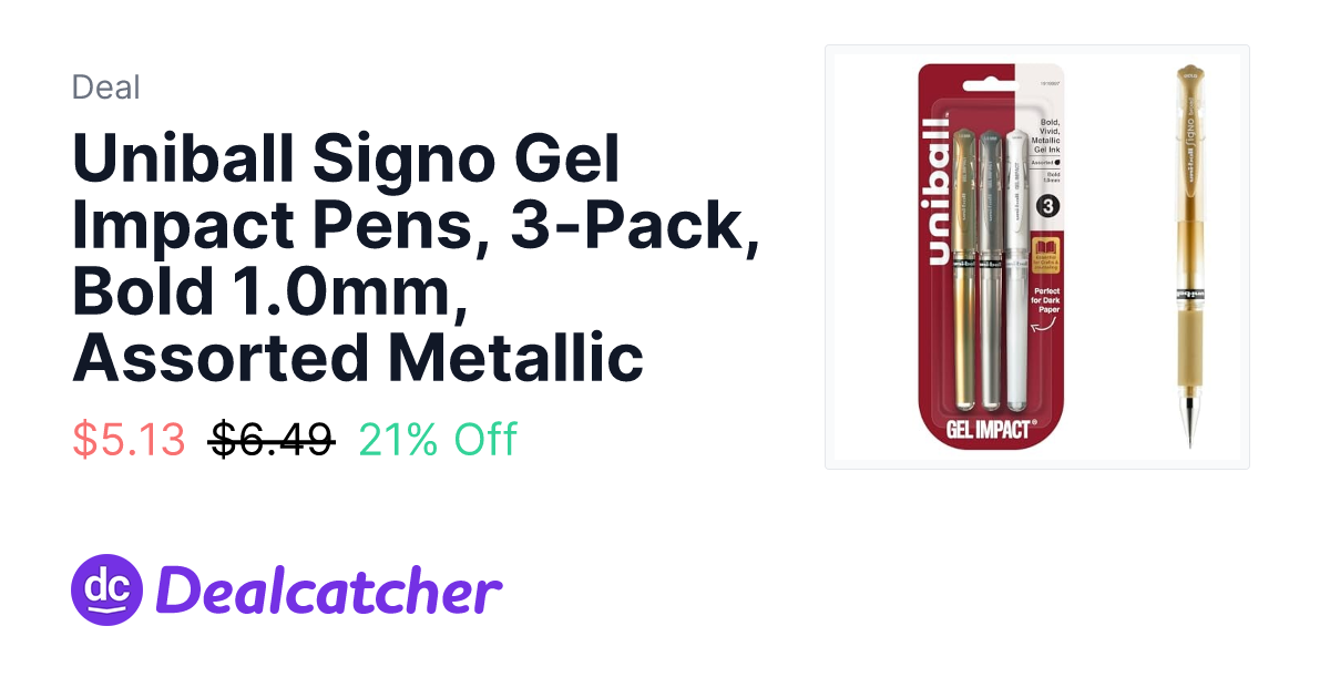 Amazon - Uniball Signo Gel Impact Pens, 3-Pack, Bold 1.0mm, Assorted Metallic $5.13