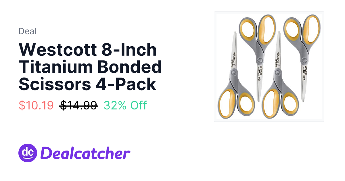 Amazon - Westcott 8-Inch Titanium Bonded Scissors 4-Pack $10.19