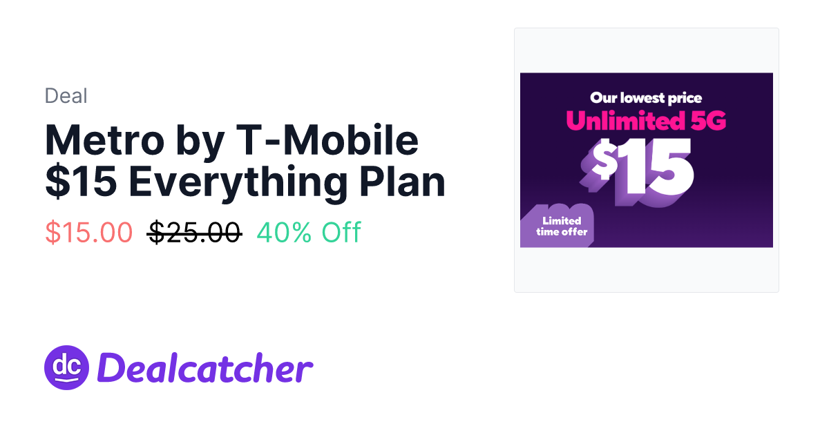 Metro by T-Mobile - Metro by T-Mobile $15 Everything Plan $15.00