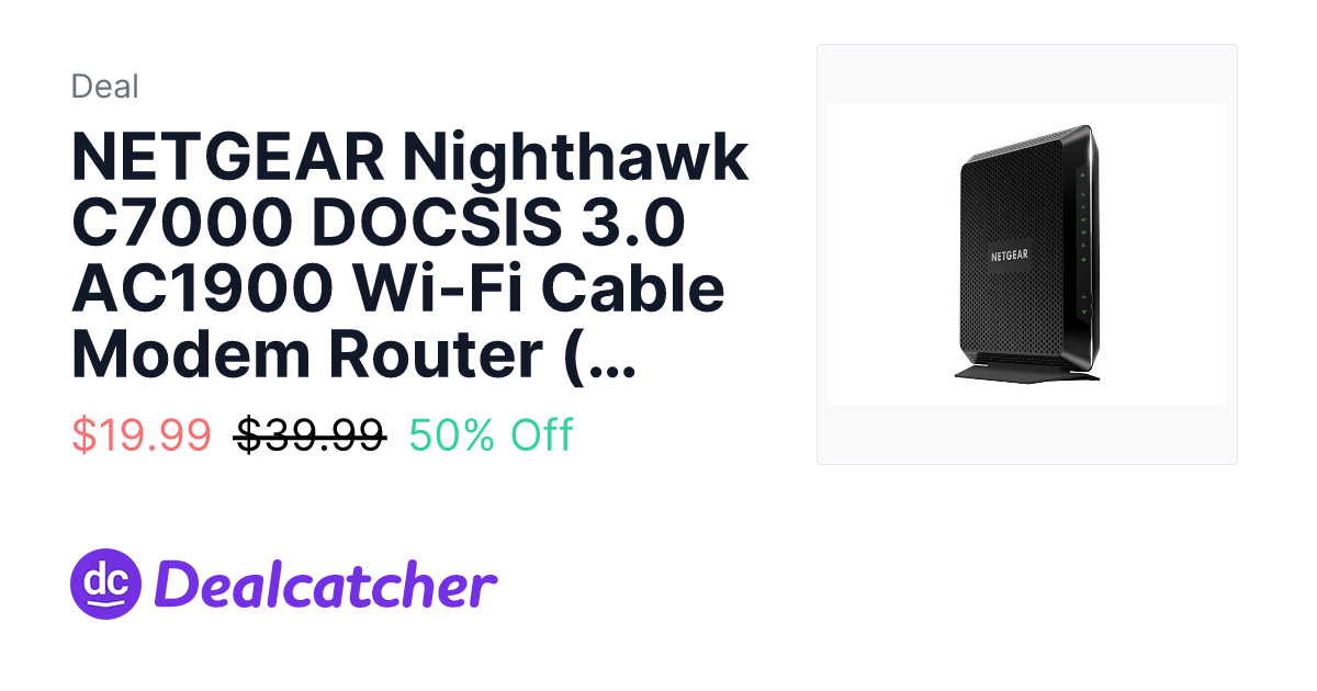 Woot - NETGEAR Nighthawk C7000 DOCSIS 3.0 AC1900 Wi-Fi Cable Modem Router (Refurbished) $19.99