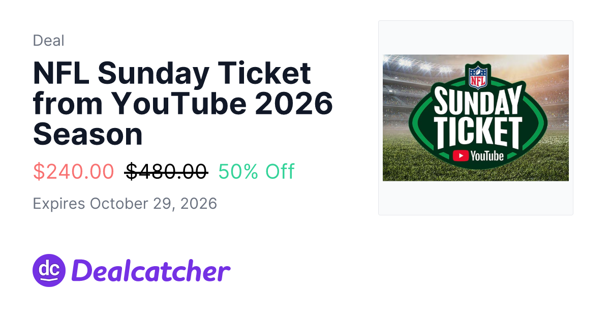 Xfinity - NFL Sunday Ticket from YouTube 2026 Season $240.00